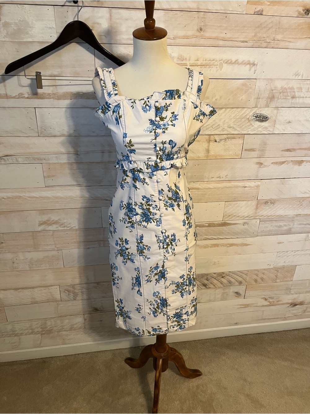 NWT Anthropologie size XXS Square-Neck Midi Dress in floral - Picture 4 of 12